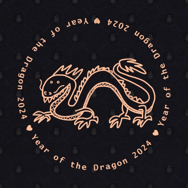 Year of the Dragon 2024 in Peach Fuzz by ellenhenryart